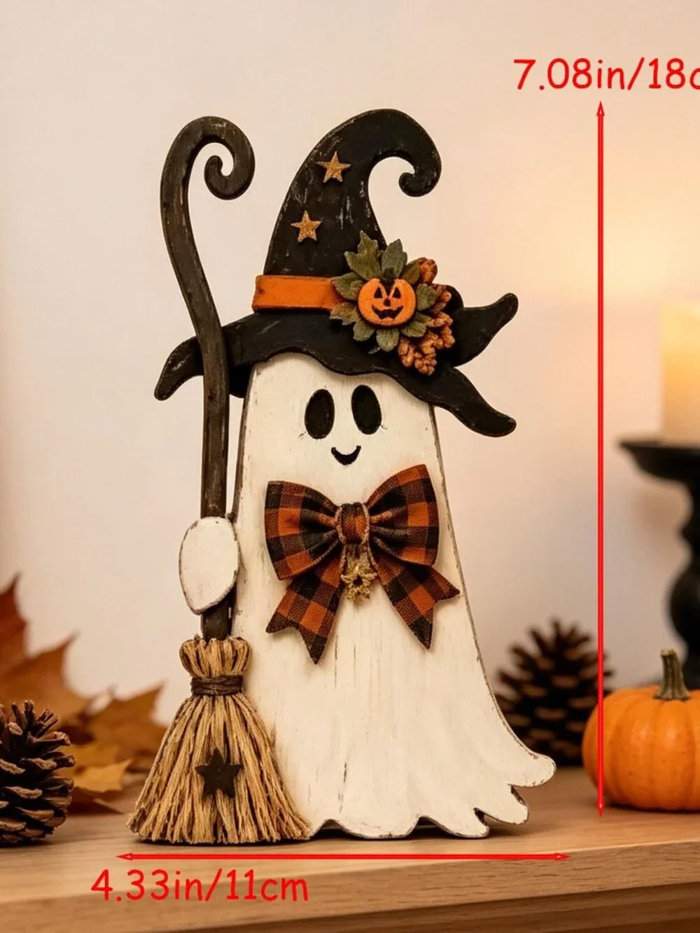Farmhouse Wooden Halloween Set, Ghost Pumpkin Black Cat Decor Halloween Decor